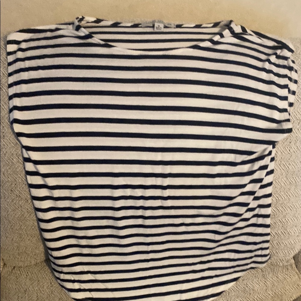 Green Envelope Black and White Cap Sleeve Boxy Tee runs small